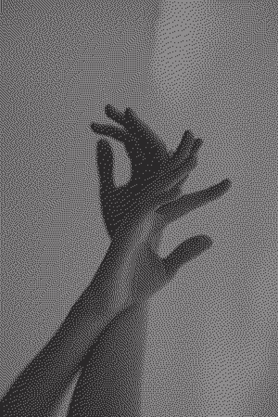 navé brand stipple — a hand reaching, in the brand's pointillist photography system